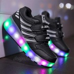HLDJ Kids Roller Skate Shoes 7 Colors LED Rechargeable Double Wheel Shoe Sport Sneaker Children Boy Girl Birthday Festival Best Gift Black EU32