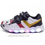JCBD Kids LED Light-up Cartoon Sneakers Boys Girls Flash Shoes (Black 10.5)