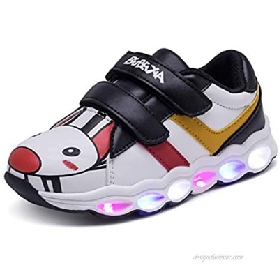 JCBD Kids LED Light-up Cartoon Sneakers Boys Girls Flash Shoes (Black  10.5)