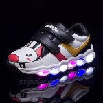 JCBD Kids LED Light-up Cartoon Sneakers Boys Girls Flash Shoes (Black 11.5)