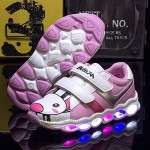JCBD Kids LED Light-up Cartoon Sneakers Boys Girls Flash Shoes (Pink 11)