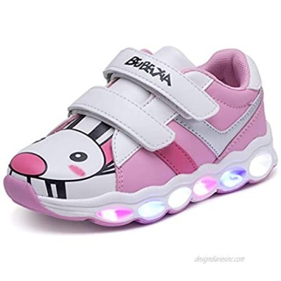 JCBD Kids LED Light-up Cartoon Sneakers Boys Girls Flash Shoes (Pink  11)