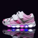 JCBD Kids LED Light-up Cartoon Sneakers Boys Girls Flash Shoes (Pink 12.5)