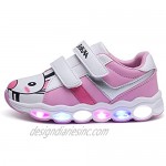 JCBD Kids LED Light-up Cartoon Sneakers Boys Girls Flash Shoes (Pink 13.5)