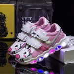 JCBD Kids LED Light-up Cartoon Sneakers Boys Girls Flash Shoes (Pink 13.5)