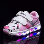 JCBD Kids LED Light-up Cartoon Sneakers Boys Girls Flash Shoes (Pink 1.5)