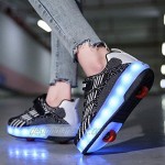 WFSH Unisex Children's Roller Skates LED Luminous Automatic Telescopic Technology Skateboard Shoes Multifunctional Sports Outdoor Skates Sports Shoes (Color : Black Single Wheel Size : 38)