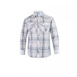 Boy's Toddler Kids Casual Long Sleeve Western Pearl Snap Button Plaid Shirt 4-16 Years