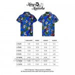 King Kameha Funky Casual Hawaiian Shirt for Kids Boys and Girls Front Pocket Very Loud Shortsleeve Unisex Cherry Parrot Print