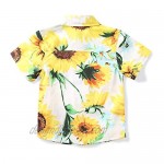 OCHENTA Little & Big Boy's Lightweight Button Down Hawaiian Shirt Floral Print Short Sleeve Aloha Dress Tops