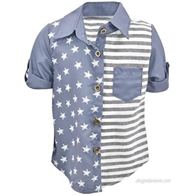 Unique Baby Boys Short Sleeve Button Up Flag Shirt