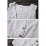 Idopy Women`s Linen Casual 3 Buttons Cropped Sleeveless Office Shirt Vest Tops Waistcoat