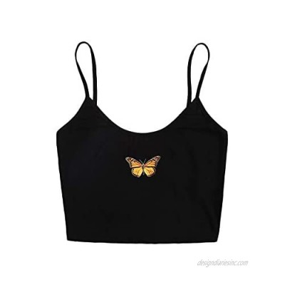 MakeMeChic Women's Butterfly Cami Top Camisole Summer Crop Vest