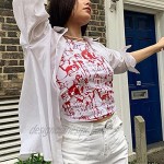 Miqil Women's Tie Dye Portrait Print Vest Y2K Crew Collar Sleeveless Slim T-Shirt Hip Hop Aesthetic Style Streetwear