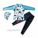 Digirlsor Kids Boys Two Piece Rash Guard Swimsuit Bathing Suit Long Sleeve Sunsuit Swimwear Set with Cap 2-10 Years