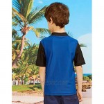 PHIBEE Boys' Short Sleeve Rash Guard Shirt UPF 50+ Sun Protection Swimwear