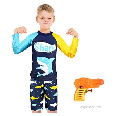 ZukoCert Boys Sunsuit Swimwear Sets Kids Long Sleeve 2 Piece Rash Guard Swimsuits 2-10 Years Surfing Swimsuits for Boys