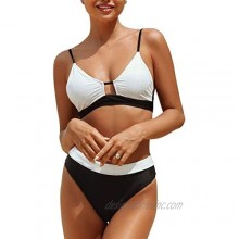 CUPSHE Women's High Waisted Bikini Set Colorblock Adjustable Straps Two Piece Swimsuits