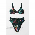 CUPSHE Women's High Waisted Bikini Swimsuit Floral Print Tie Knot Two Piece Bathing Suit