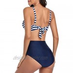Smismivo Tummy Control Swimsuits for Women Two Piece Bathing Suits Criss Cross Top with High Waisted Ruched Bottom Bikini Set
