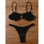 SOLY HUX Women's Spaghetti Strap Tie Front Bikini Bathing Suit 2 Piece Swimsuits