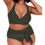 Sovoyontee Women's 2 Piece Plus Size High Waisted Swimsuit Bathing Suit