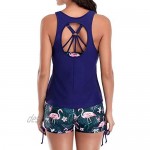 Yonique 3 Piece Womens Tankini Swimsuits with Shorts Athletic Bathing Suits Tank Tops with Bra and Boyshorts