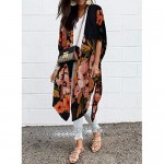 ROSKIKI Womens Summer Boho Print Chiffon Kimono Beach Loose Cover up Cardigans