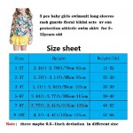 Baby Girls Kids 3 Piece Long Sleeve Floral UV Sun Protection Rash Guards Swimsuit Bathing Suit