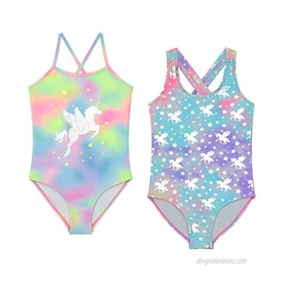 BTween Kids Girls 2 Pack Bathing Suit  Childrens Printed Beach Swimwear