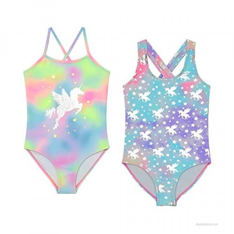 BTween Kids Girls 2 Pack Bathing Suit Childrens Printed Beach Swimwear
