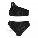 DAYU Girl's Bikini Set One Shoulder Two Piece Swimsuit Bathing Suit