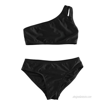 DAYU Girl's Bikini Set One Shoulder Two Piece Swimsuit Bathing Suit