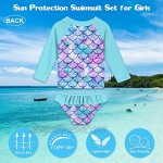 Enlifety Little Girls Rash Guard Swimsuit Set Ruffled Long Sleeve Bathing Suits Beachwear with UPF 50+ Sun Protection 2-8T