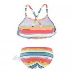 Girls Two Piece Swimsuits Rainbow Bikini Sets Adjustable Strap Bathing Suits