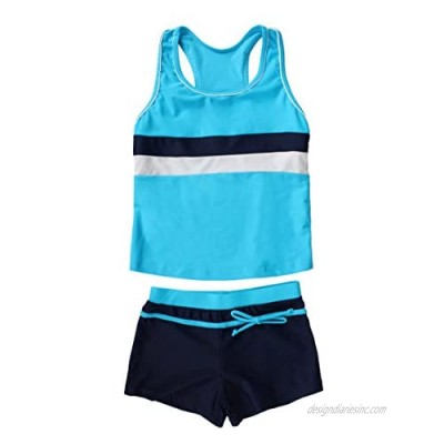 JerrisApparel Little Girls' Summer Two Piece Boyshort Tankini Kids Swimsuit
