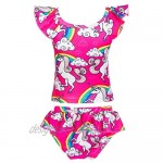 KABETY Girls Rainbow Unicorn Swimsuit Two Pieces Swimwear Bathing Suit Bikinis
