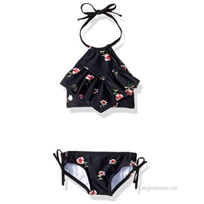 Kanu Surf Girls' Morgan Ruffle Halter Bikini 2-Piece Swimsuit  Pink  2t