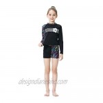 Long Sleeve Swimsuits for Kids 2 Pieces Set Swimwear Quick Dry Surfing Wetsuit for Girl/Boy 5-12 Years