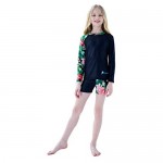 Ovovod Girls Long Sleeve Swimsuit Two-Piece Swimwear for 4-14 Years UPF 50+ UV Rash Guard Set