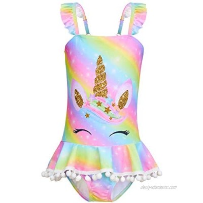 Play Tailor Girls Swimsuit One Piece Bathing Suit Unicorn Mermaid Swimwear Beachwear