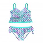 swimsobo Girls Swimsuits Two Piece Bathing Suit Sets 3D Printed Tankini Swimwear for 3-12 Years