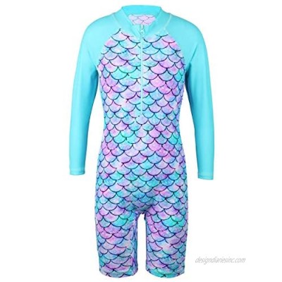 TFJH E Girls Swimsuit 3-10 Years UPF 50+ UV One Piece Swimwear with Zipper