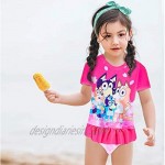 Toddler Girls Short Sleeve Rash Guard 2 Piece Swimsuit Set Swimwear Swim Shirt Summer Beach Sport