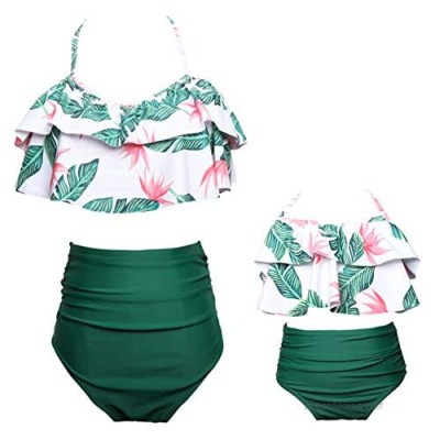 Uhnice Girls Swimsuit High Waisted Two Pieces Bikini Set Swimwear Bathing Suits