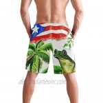 Mens Swim Trunks Good Sleep Puerto Rico's Frog Vintage Summer Surf Board Shorts Quick Dry Beach Shorts with Mesh Lining Pants