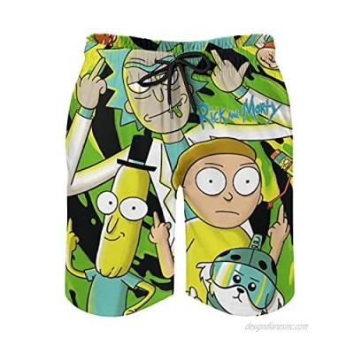 Rick & Morty Board Shorts Drawstring Swimming Trunks with Pockets Quick-Drying 3D Printing Leisure Casual Shorts for Mens