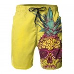 Sunglass Skull Pineapple Men's Quick Dry Beach Board Shorts Summer Swim Trunks with Pockets