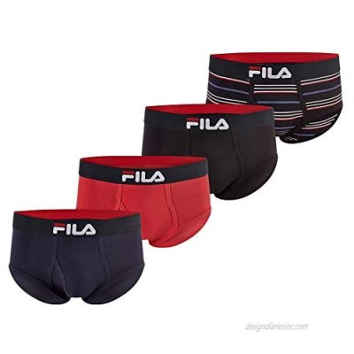 Fila Men's Regular Rise Brief Fly Front with Pouch  4-Pack of Tagless Underwear