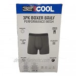 32 DEGREES Performance Mesh Boxer Briefs 3PK (Black/Charcoal L)